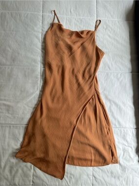 Naked Zebra Rust-Tone Slip Midi Dress